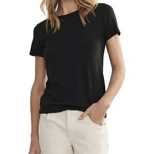 Jenni Kayne Black Crepe Sheer Crewneck Blouse Size S